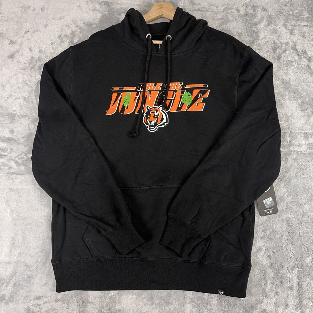 Cincinnati Bengals '47 Pullover Hoodie Rule The Jungle Black Size XL NEW!
